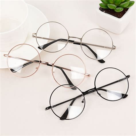 Men Women Girls Retro Round Circle Eyeglasses Metal Frame Eyeglasses Clear Lens Eye Glasses