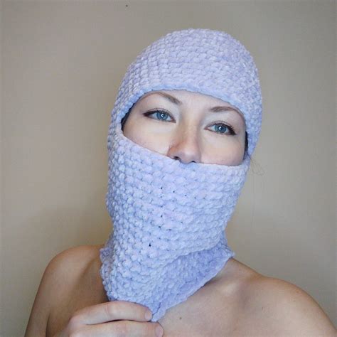 Crochet Ski Mask Balaclava Adult Full Face Helmet Very Peri Inspire Uplift