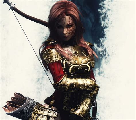 Skyrim Warrior Archer Assassin Bow Redhead Skyrim Tesv Hd
