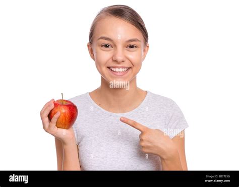 Young Girl Holding Apple Hi Res Stock Photography And Images Alamy
