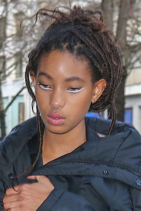 Willow Smith Teased Dark Brown Afro Dread Locks Updo Hairstyle
