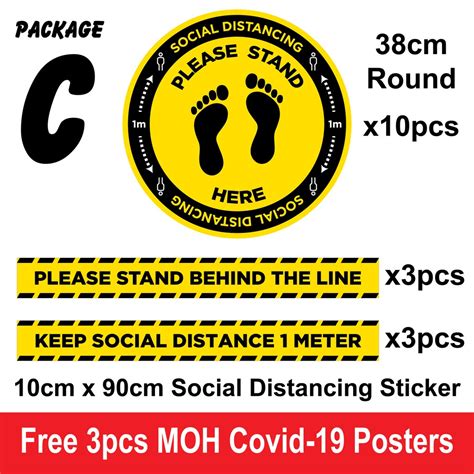 Social Distancing Social Distance Floor Sticker Label Package C