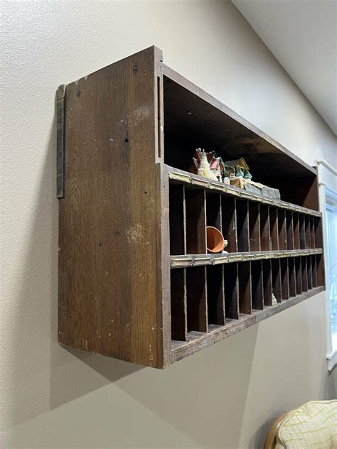 Vintage Wooden Cubby Shelf Mail Organizer Mail Sorter The Junk Parlor