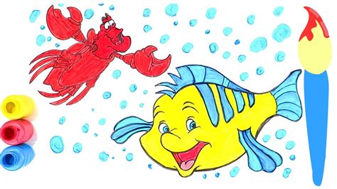 Drawing Coloring And Painting Sebastian And Flounder From The Little