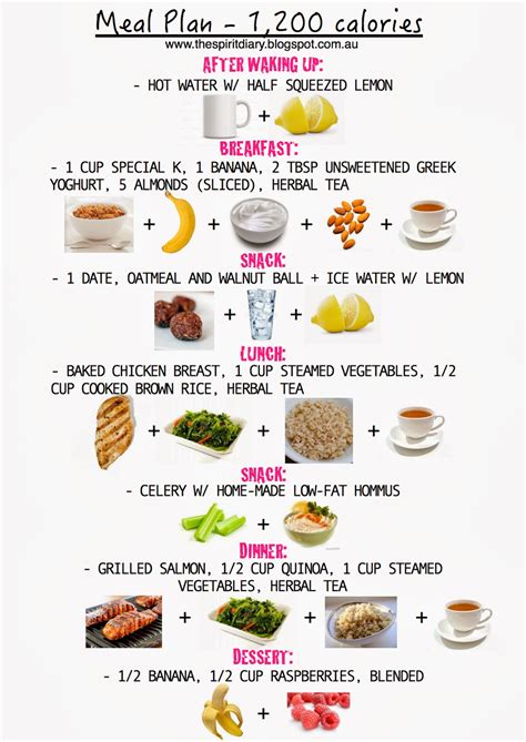 Find a meal plan suitable to you or create a custom one. The Spirit Diary: Meal Plan: 1,200 calories (summer)