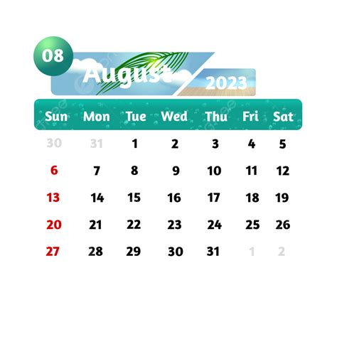 August 2023 Calendar With Season Theme In Blue Color 2023 Calendar