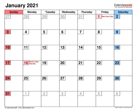 There are so many events and deadlines to ke. January 2021 - calendar templates for Word, Excel and PDF