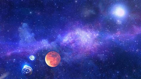 Digital Art Universe Space Stars Planet Glowing