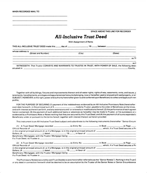 10 Sample Deed Of Trust Forms Sample Templates