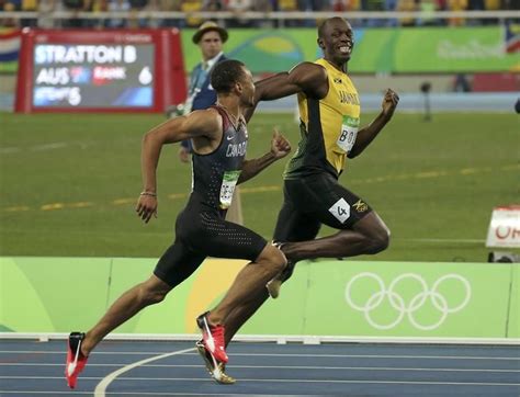 M decathlon (high jump, 400m), m javelin (q), w 100m hurdles f, w long jump f, m 200m (sf), w 200m f. OLYMPICS-RIO-ATHLETICS-M-200M Usain Bolt and Andre de ...