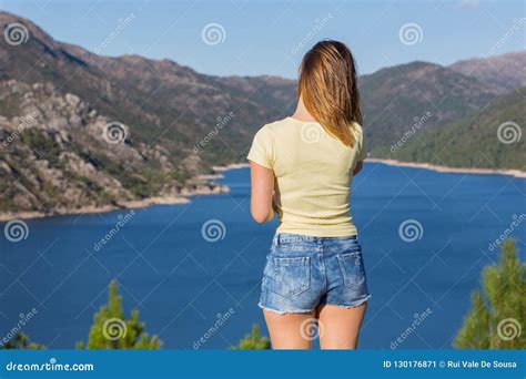 Girl Enjoying The Lake Stock Image Image Of Sitting