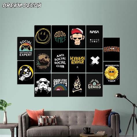 Jual Poster Kamar Black Aesthetic Isi 16pcs Dd26 Ukuran A4 A5 A6 Bahan Glossy Dekorasi Kamar