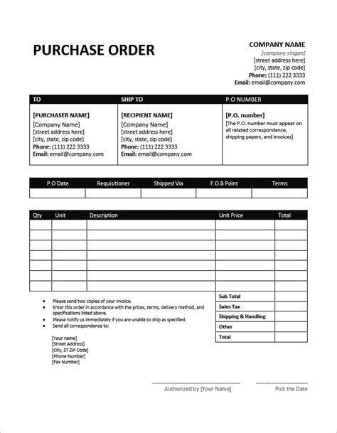 Sample Purchase Order Format In Word Office Templates Online
