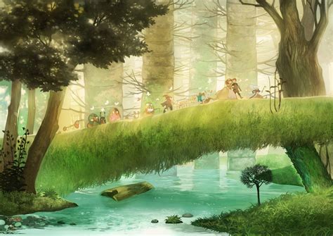 Aesthetic Forest Background Anime Canvas Canvaskle