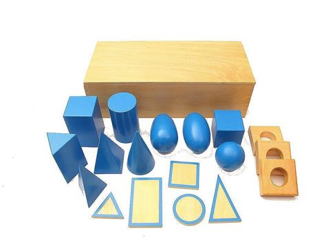 Blue Geometric Solids With Box Set Montessori Sensorial Materials