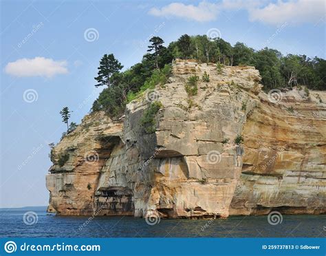 The High Cliffs Of Pictured Rocks National Seashore On The Coastline Of
