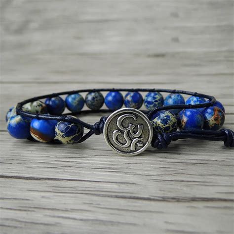 Blue Natural Stone Beads Bracelet Gypsy Wraps Bracelet Beaded Wrap