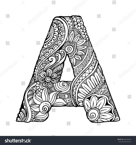 Zentangle Stylized Alphabet Letter Vector Illustration Stock Vector