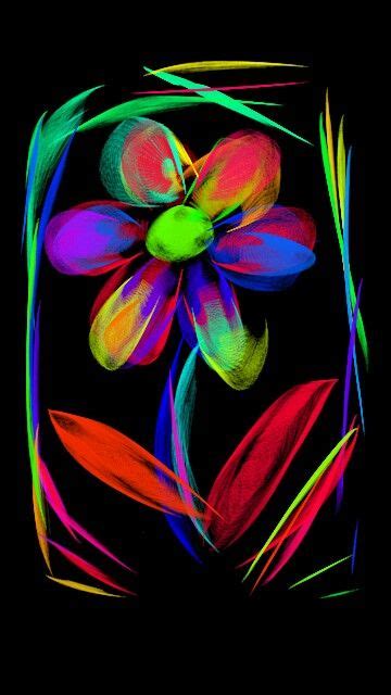 Abstract Flower Art Digital Art Colorful Flower Bright Artwork Neon Abstract Flower Art
