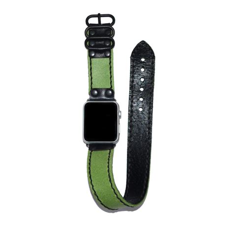 The sport loop band is available for the u dot apple watch band by urban armor gear scout stands out among its silicone rivals by having a textured design with microdots. Green Double Wrap Genuine Leather Apple Watch Band | PN0568AW