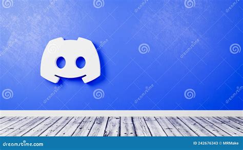 Discord Logo On Wooden Floor Against Wall Editorial Stock Photo