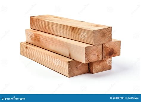 Stacked Wood Planks Isolated On White Background Generative Ai Stock