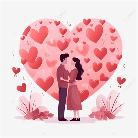 Día De San Valentín Una Pareja Enamorada Besándose Cerrando Con Un