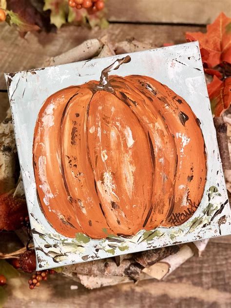 Pumpkin Painting Fall Art Fall Decor Fall Painting Pumpkin Etsy