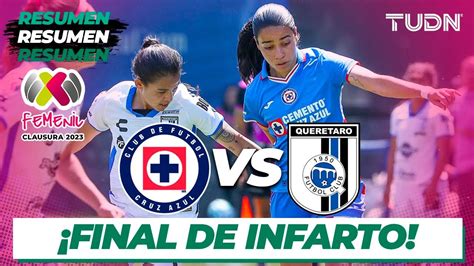RESUMEN Cruz Azul vs Querétaro Liga Mx Femenil CL2023 J8 TUDN