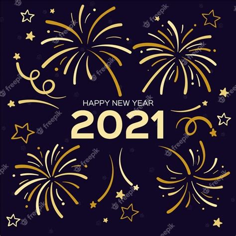 Premium Vector Happy New Year 2021 With Golden Fireworks