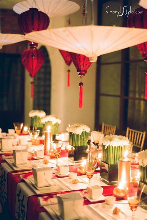 This simple to diy champagne bar comes complete with a elegant glassware, bowls and jars, fresh pomegranate seeds, citrus twists and herbs. Just a moment... | Asian party, Chinese new year party ...