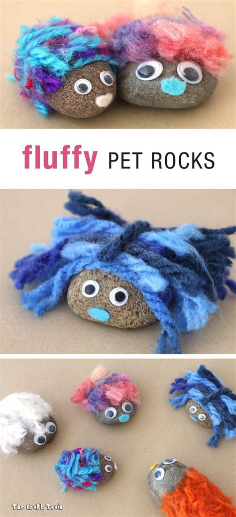 Fluffy Pet Rocks Yarn Crafts For Kids Rock Crafts Toddler Crafts