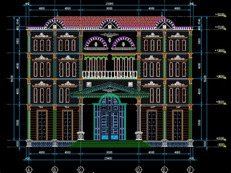 مخطط واجهة لبناية قديمة اوتوكاد Dwg