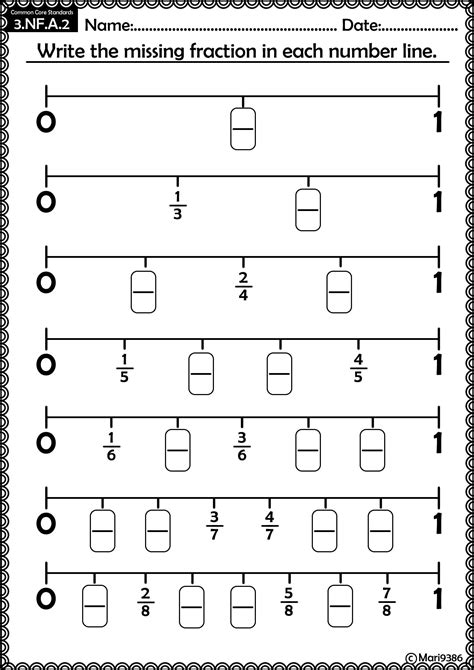 Number Lines With Fractions Worksheets
