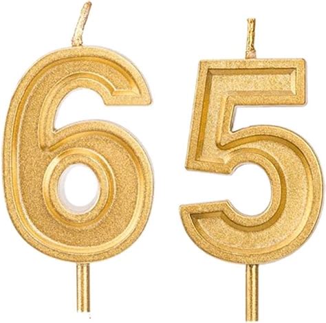276 Inch Gold 65th Birthday Candlesnumber 65 Cake Topper