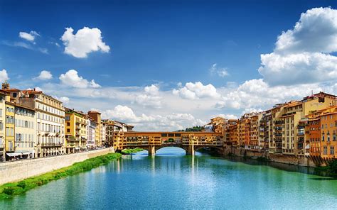 Ponte Vecchio Summer Old Bridge Italian Cities Arno River Florence