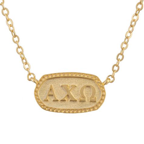 Alpha Chi Omega Gold Oval Necklace Sorority Specialties