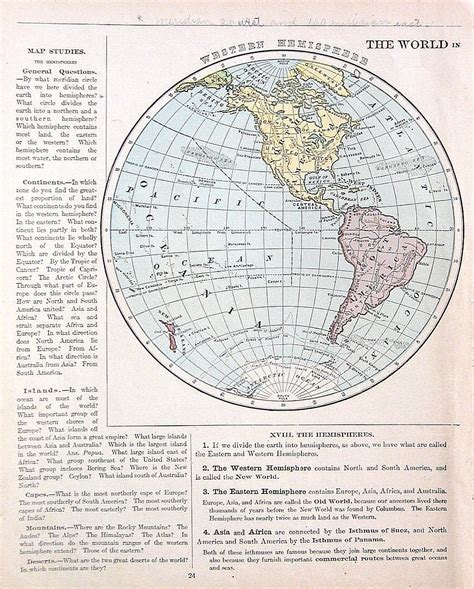 The Western Hemisphere World Map 1899 Antique Map