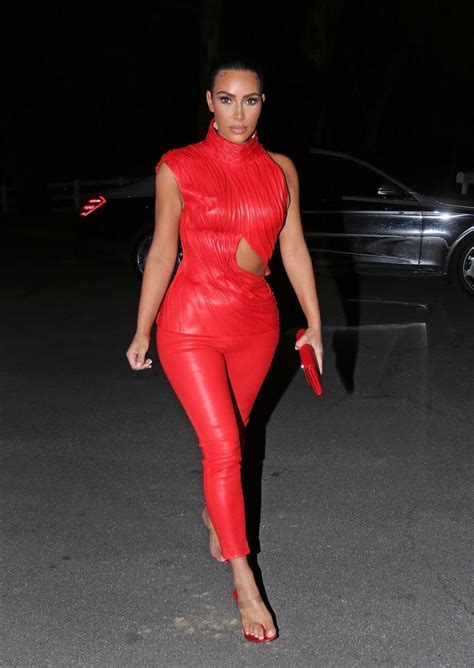 kim kardashian oozes sex appeal in red hot leather outfit that clings to curves mirror online
