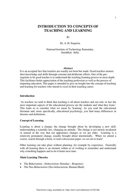 Writing a concept paper many private foundations have always required a concept paper be submitted for review prior to the submission of a full proposal. (PDF) INTRODUCTION TO CONCEPTS OF TEACHING AND LEARNING
