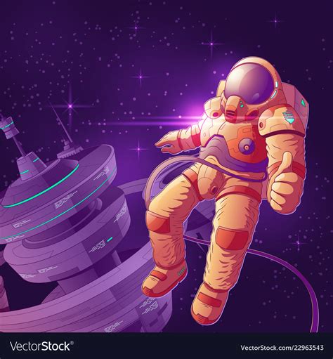 Future Astronaut In Outer Space Cartoon Royalty Free Vector