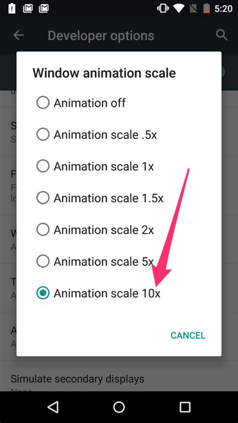 Scroll Down Till You Find The Window Animation Scale Transition