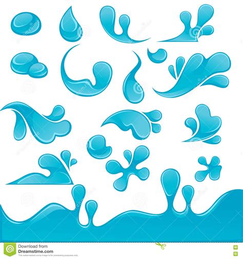 splash of blue water drops set liquid icons collection stock vector illustration of cool