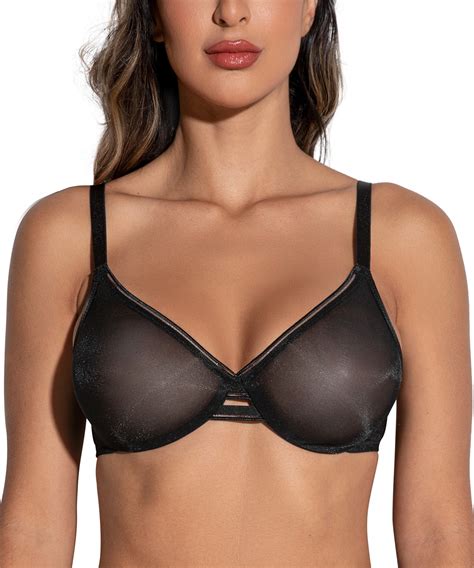 deyllo women s sheer mesh lace unlined underwire bra sexy see through