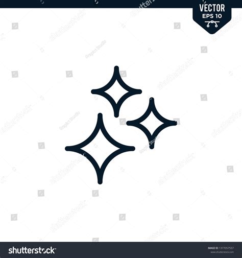 Sparkle Icon Collection Outlined Line Art Stock Vector Royalty Free