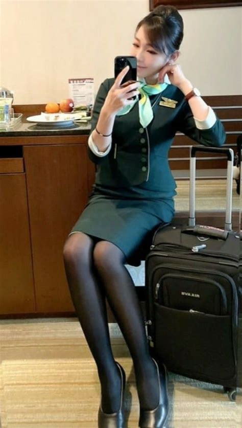 flight girls eva air flight attendant uniform pantyhose fashion flight crew asian style