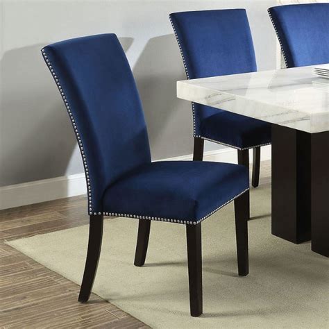 Camila Dining Chair Blue Velvet Set Of 2 By Steve Silver Furniture Furniturepick
