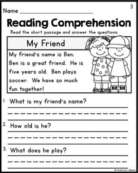kindergarten reading comprehension passages set 1 freebie by kaitlynn