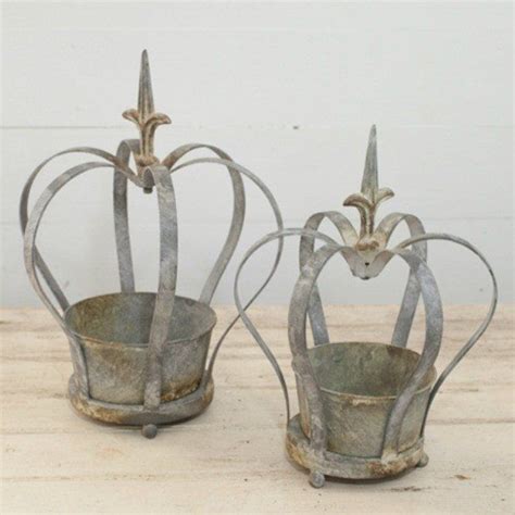rustic tin crown candleholder set of 2 rustic tin crown decor candle holders