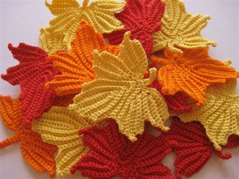 Crocheted Maple Leaves Crochet Leaves Crochet Flowers Crochet Patterns